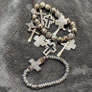Silver Cross Charm Bracelets